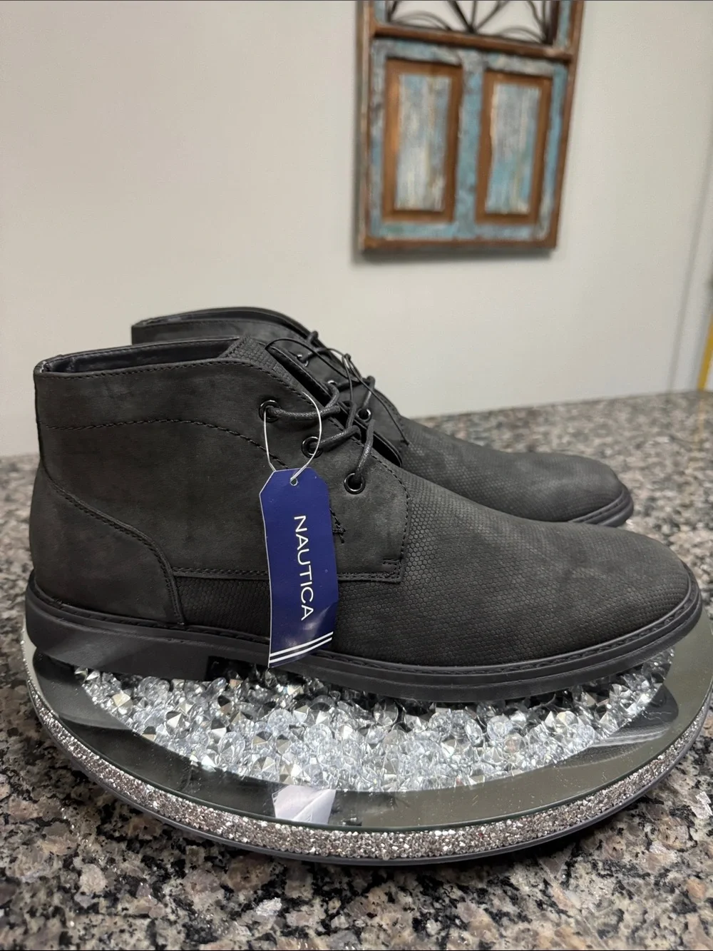 Nautica Men's Black Chukka Boot - Sleek Lace-Up Casual NEW 13